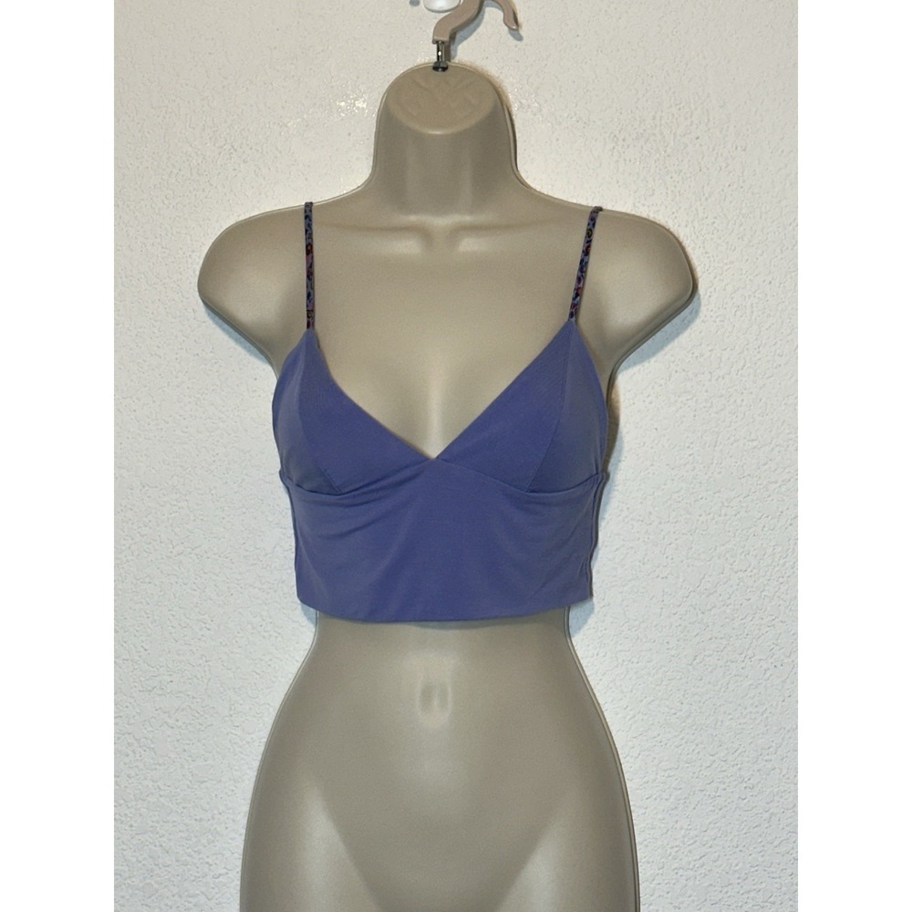 Victoria's Secret Bralette Top Womens Small Purple Longline Floral Straps